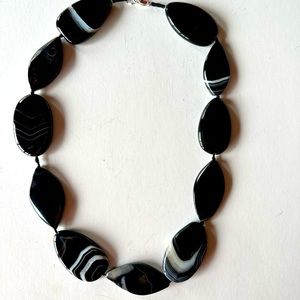 Never worn beautiful 24 inch black and white lace agate necklace NWT. Price firm